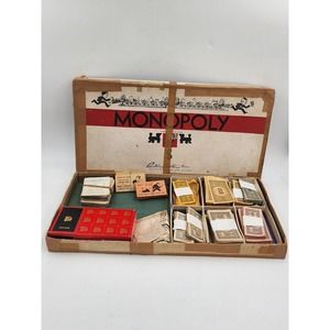 Vintage Board Game: Famous White Box Monopoly No. 9 With Double Cards And Money